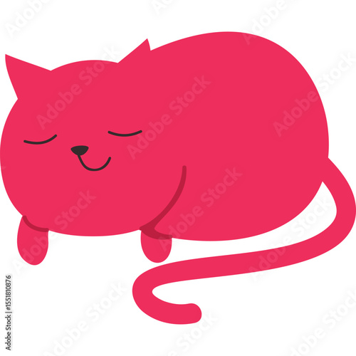 Vector cat sleeping isolated on white background. Cute pet icon. Domestic animal portrait