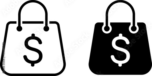 shopping bag with dollar icon set. symbolizes consumer insight. purchasing analysis. spending, and financial exchange. purchasing power financial
