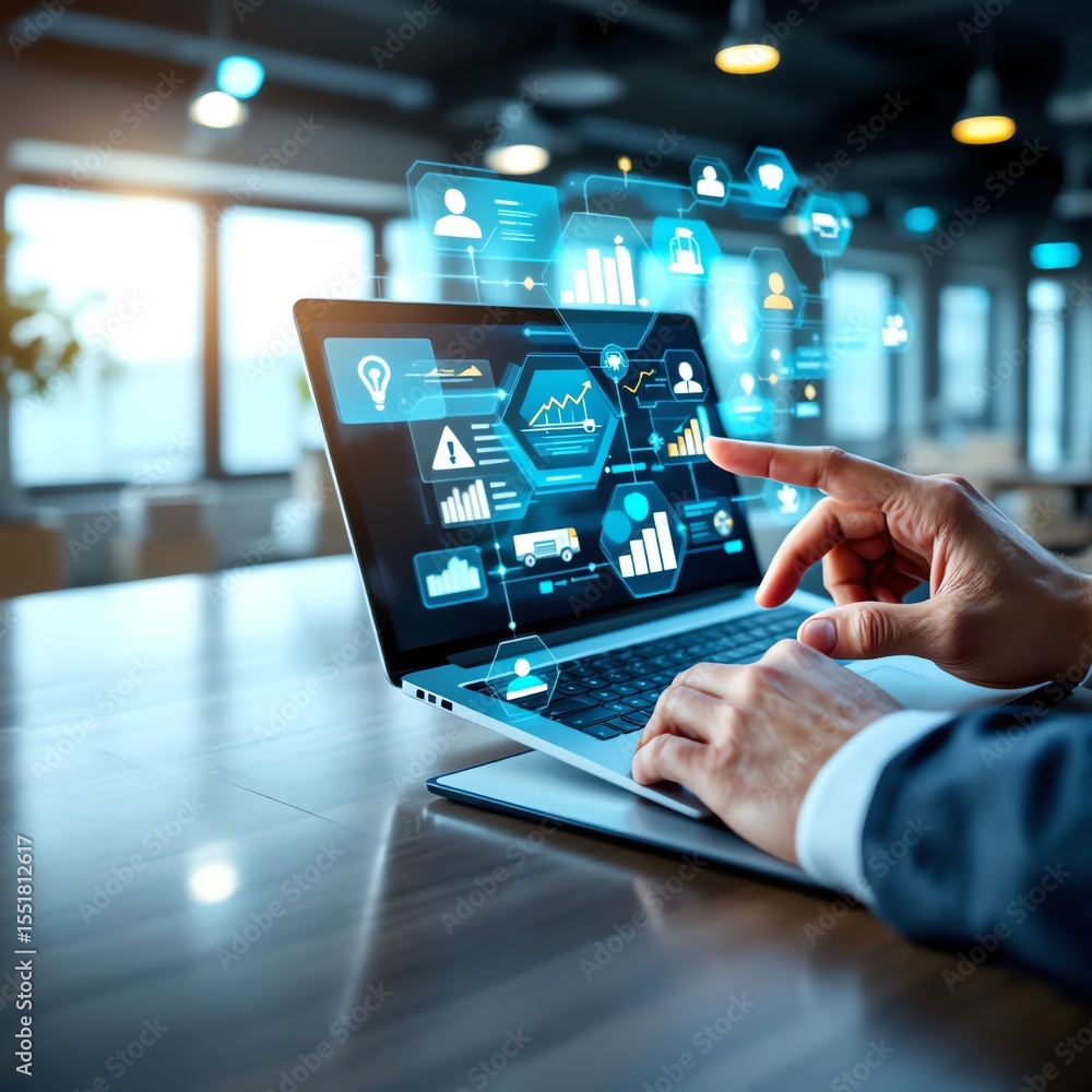 Fototapeta premium Analyzing data on laptop for business insight