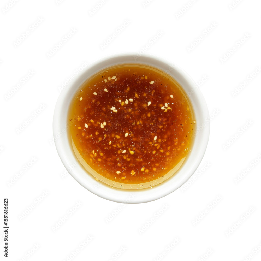 Sesame Ginger Dressing in Small White Bowl Sesame Ginger Dressing in Small White Bowl