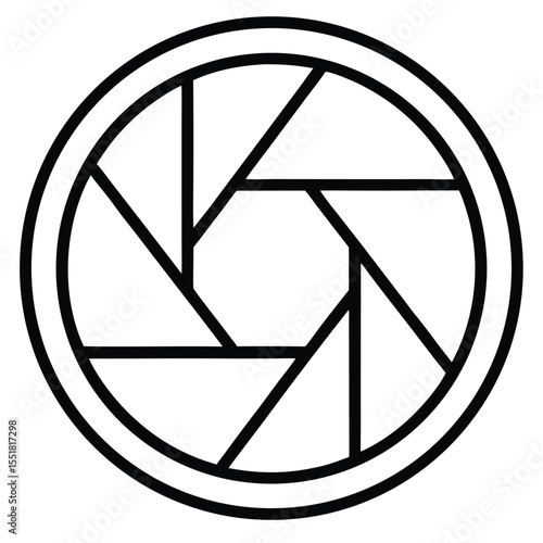 Photography Aperture Line Art Icon – White Background