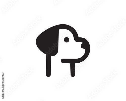 Minimalist dog face silhouette icon for pet branding