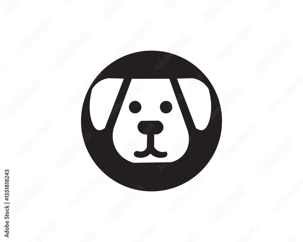 Obraz premium Minimalist dog face icon in circle for pet branding
