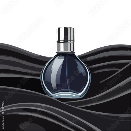 Elegant Perfume Bottle Illustration on Abstract Black Background