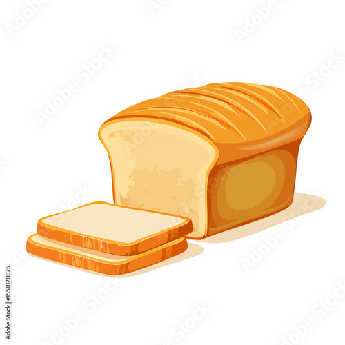 Loaf of Bread with Slices Illustration for Bakery and Food Design