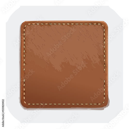 Stitched Leather Patch Illustration for Crafts and DIY Projects