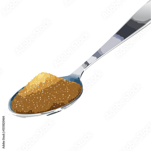 Spoonful of Sugar: Illustration of a Spoon with Brown Sugar or Granulated Sugar