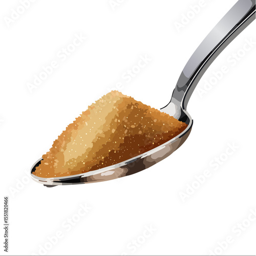 Spoonful of Brown Sugar: Vector Illustration of Granulated Sweetener