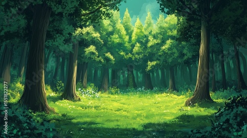 Lush, green forest.