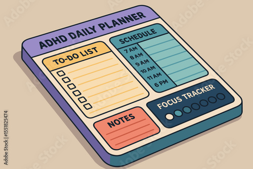 Adhd daily planner with to-do list, schedule, notes, and focus tracker