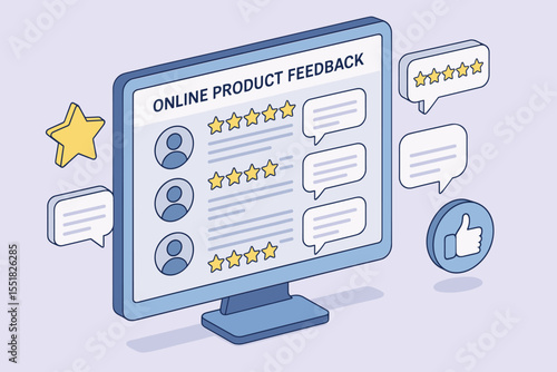 Online product feedback and reviews with rating stars and comments