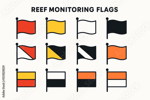 Reef monitoring flags collection for marine safety and communication
