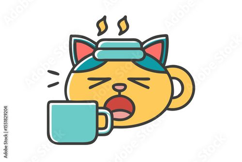 cat with a cup of coffee