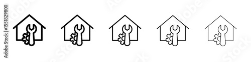 House with wrench repair icon simple illustration logo art