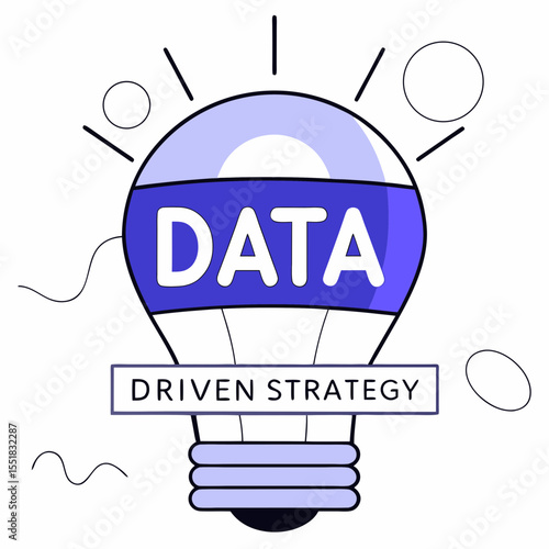Data-driven strategy light bulb illustration in modern design  