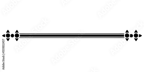 Straight horizontal минималистичный vector divider with pointed tips for text, cards and typography, isolated vector image on a transparent background