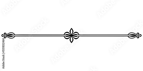 Decorative straight line vector divider for text and typography, isolated vector image on a transparent background
  