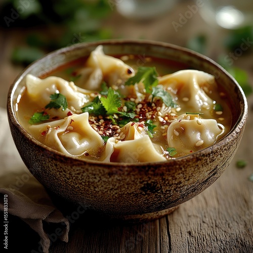 Bowl of flavorful soup dumplings with broth.