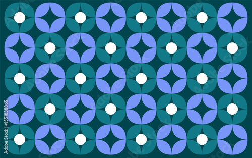 seamless pattern with abstract geometric shapes. Indonesian batik floral background in ethnic style with a seamless pattern in purple and blue, perfect for textile and fabric design. Floral background