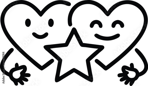 Flat Style Vector Icon Set Themed Around Friends and Social Connections