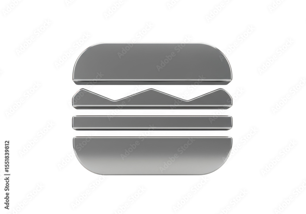 Metallic burger icon isolated on transparent background Metallic burger icon isolated on transparent background