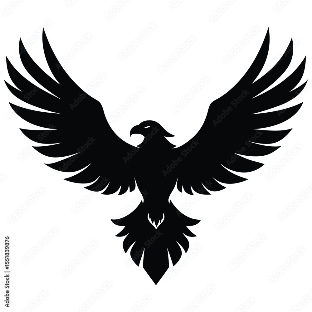 Obraz premium A silhouette of an eagle with its wings spread wide open design