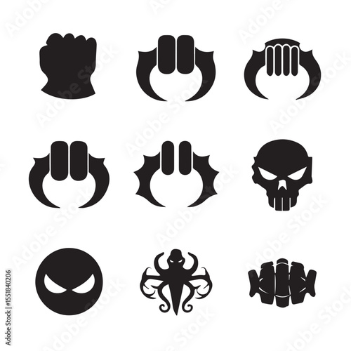  Brass knuckles silhouette set