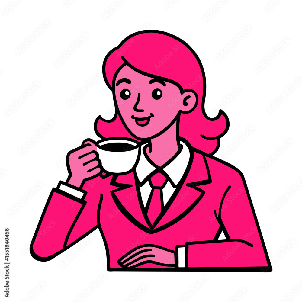 Obraz premium girl with a cup of coffee vector illustration