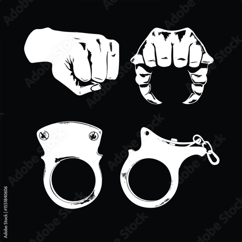  Brass knuckles silhouette set