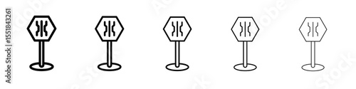 Narrow bridge ahead icon simple illustration logo art