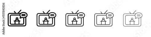 News presenter on TV Show icon simple illustration logo art