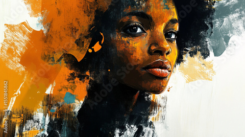 Portrait of person with painterly brushstroke overlay, digital art fusion