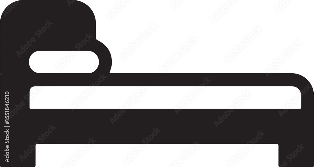 Fototapeta premium Solid Black Bed Icon Vector In Flat Silhouette Style