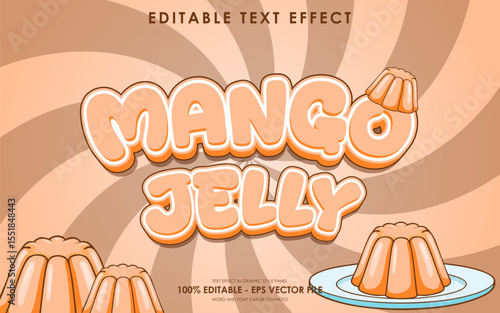 Editable mango jelly text effect with illustration of mango jelly