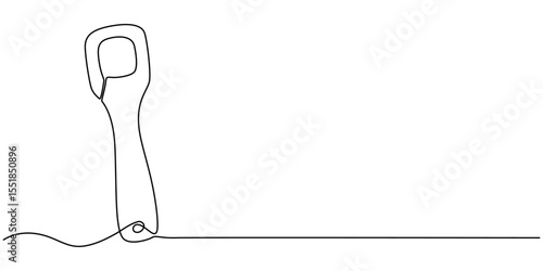 Classic bottle opener with wooden handle continuous one line drawing, Bottle opener, Classic bottle opener with wooden handle isolated on transparent background, cut out, Classic bottle opener