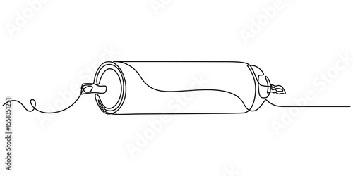 Electrolytic capacitor close-up continuous one line drawing, electrolytic capacitor in blue isolated on white, Capacitors isolated on white background