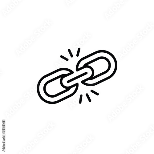 Broken chain link icon symbolizing disconnection vulnerability and failure in a minimalist style