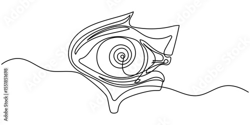human eye anatomy showing sclera continuous one line drawing, Human eye anatomy, computer artwork, Human eye anatomy, computer artwork.