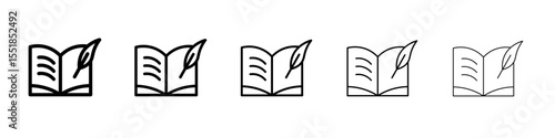 Quill pen and notebook page icon simple illustration logo art