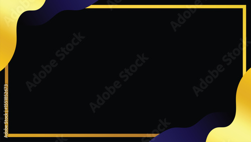 abstract design with black center, gold frame, and wavy gold-blue edges, featuring a modern layout ideal for banners, social media graphics, ads, and elegant digital presentations.
