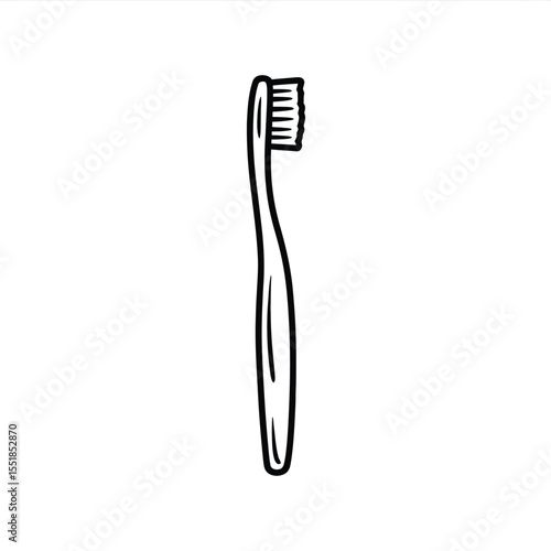 Simple Black and White Toothbrush Illustration for Dental Hygiene Concepts