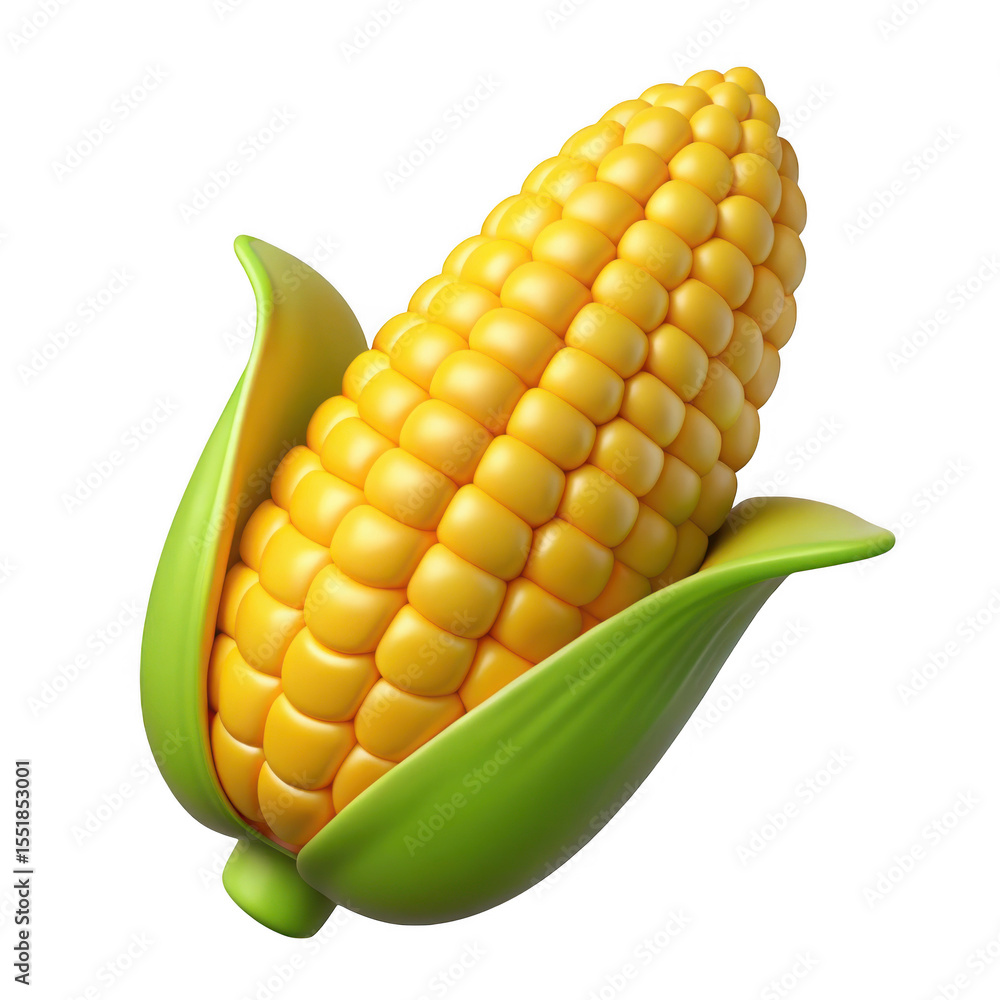 Obraz premium 3d render of corn on the cob isolated on transparent background