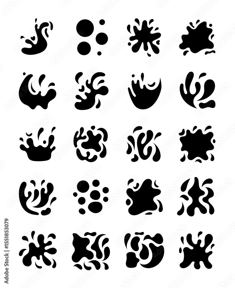 Fototapeta premium Abstract Black Splash Elements in Graphic Design