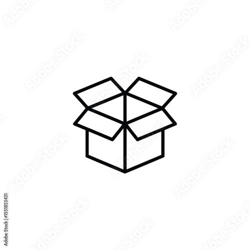 Simple Open Cardboard Box Outline Icon for Delivery Moving and Storage