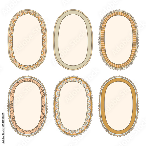 Vintage color frames for photos hand draw vector illustrations isolated on white background 