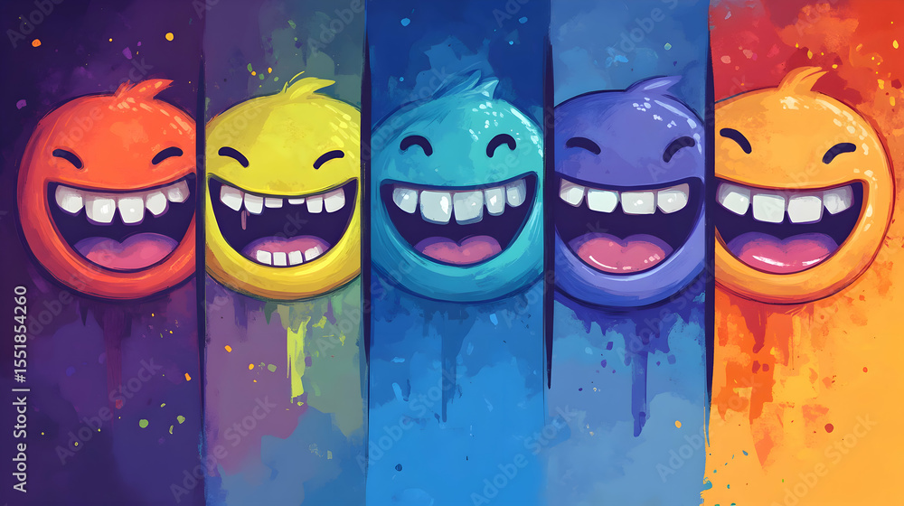 Obraz premium Multicolored Smiley with Wide Grins