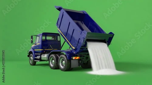 Dump truck unloading sand on a construction site during the day