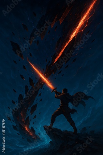  A MAN USING A SWORD SLASH the DIMENSIONAL [graphical image]