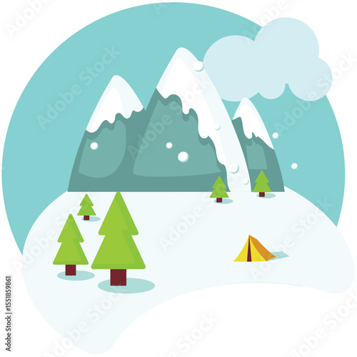 Avalanche vector. Snow slide down from mountain icon. Natural snowslide disaster landscape illustration isolated on white background