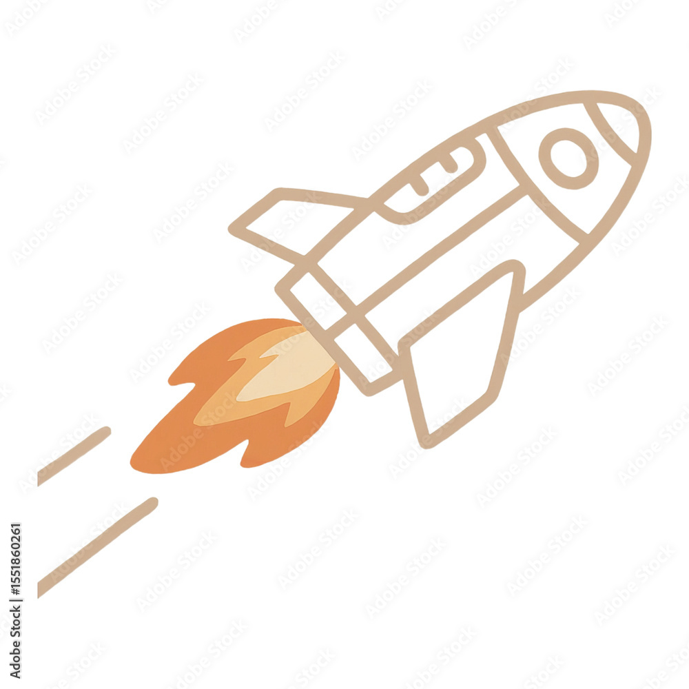 Hand-Drawn Beige Rocket Icon Hand-Drawn Beige Rocket Icon